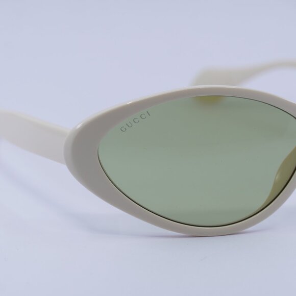 Gucci GG1377S 001 Sunglasses Shiny Ivory Cat Eye Frame, Green Lenses main image 8